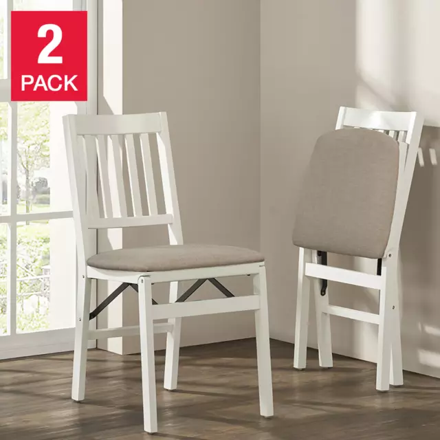 2-Pack Premium Wood Folding Chair with Upholstered Padded Seat, Easy storage NEW