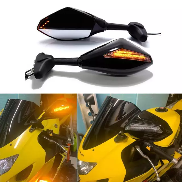 Paar Motorrad Spiegel Rückspiegel LED Blinker Für Kawasaki Ninja ZX11 ZX14 ZX10R 3