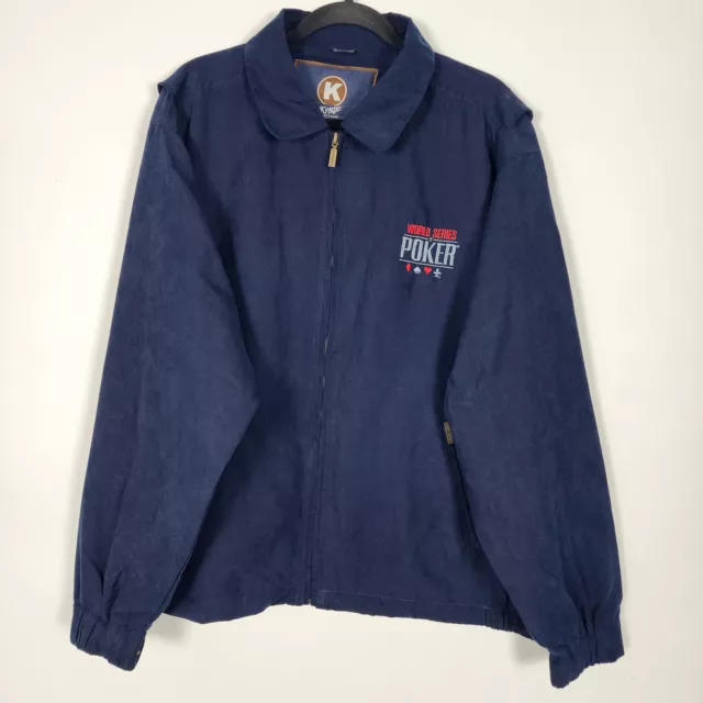 Kenpro Suede World Series Of Poker WSOP Mens XL Long Sleeve Blue Full Zip Jacket