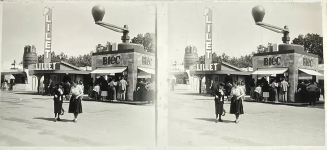 Exposition Foire 1930 Marche Plaque Stereo Verre 6X13 Vue Photo Stereoscopique