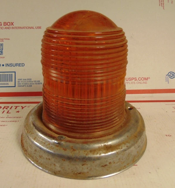 Vintage Roof Light Emergency Light Amber Glass Lens Original L@@K