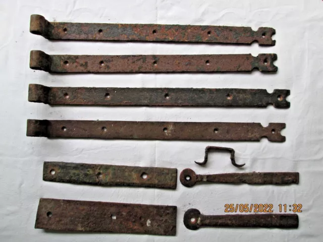 4 Large Blacksmith Made Hand Forged Stable Door Strap Hinges