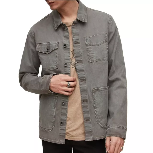 John Varvatos Collection Men's Long Sleeve Ricardo Utility Shirt Jacket Mushroom