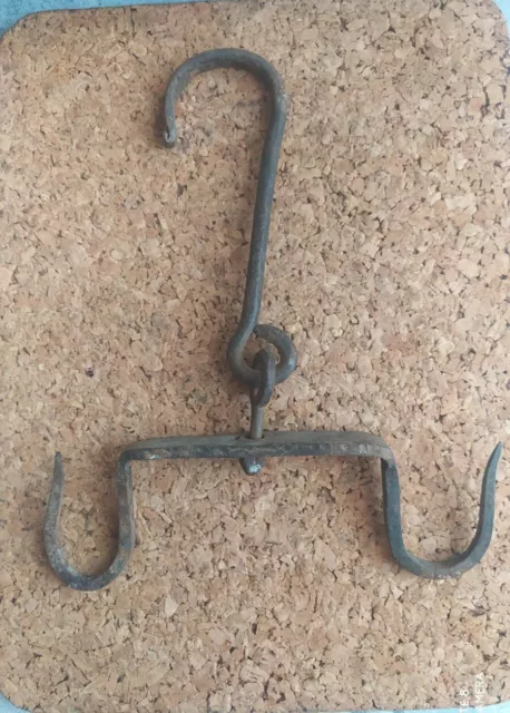 Old 1800's  Hand Forged WROUGHT Iron Hook HANGER Hunting Farm TOOL