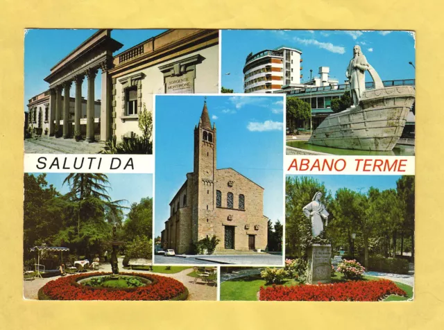 Cartolina saluti da Abano Terme vedute viaggiata 1975