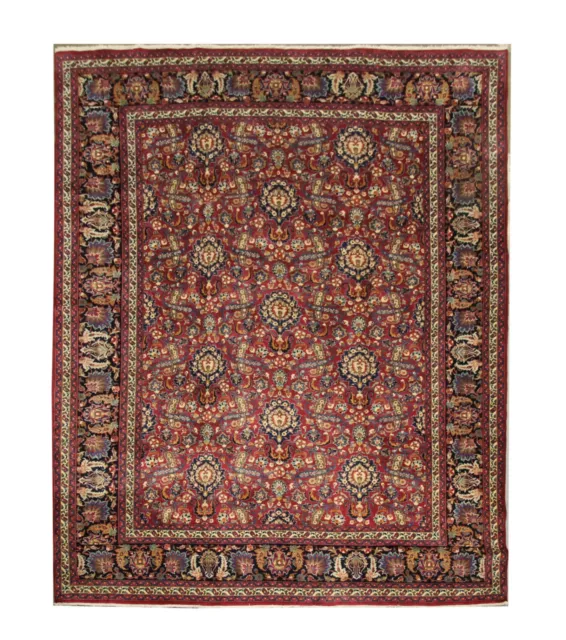 Large Oriental Carpet Antique Living Room Rug Handmade Wool 9.7 x 12.3 ft