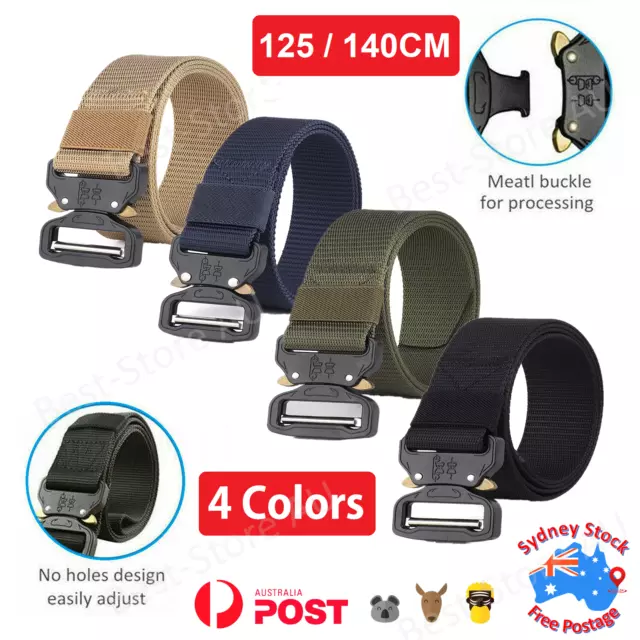 Mens Canvas Outdoor Tactical Belt Heavy Duty Army Waist Web Strap Waistband Hot