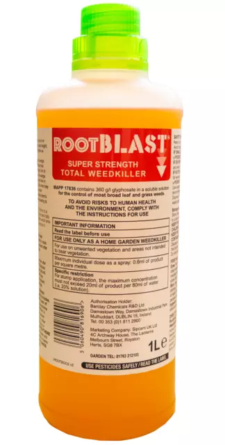 Rootblast Weed Killer Professional Strength Systemic Herbicide 1660sqm 360g/l