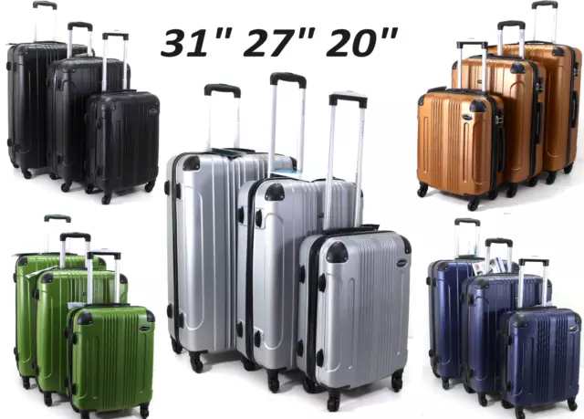 XX Large Hard Shell 3 PCS ABS Cabin Suitcase 4 Wheel Luggage Lightweight Trolley