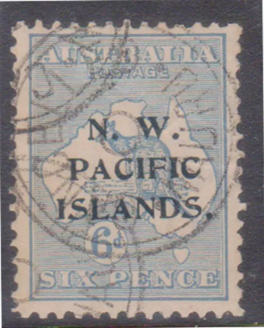 (F232-22) 1918 PNG NW Pacific 6d blue kangaroo stamp (V)