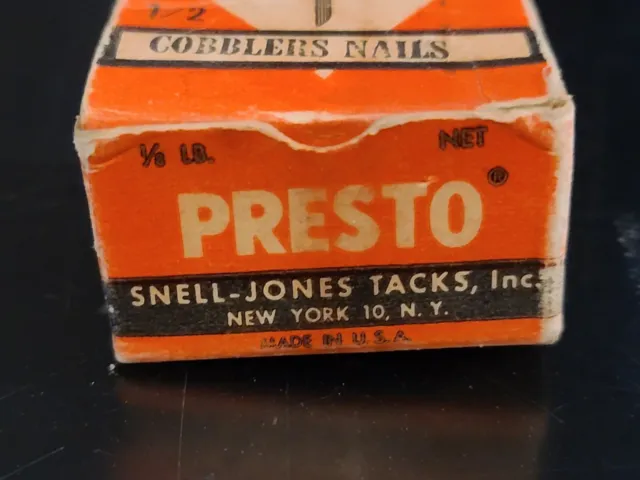 Vintage Box Of Presto Cobbler's Nails 1/2" 2