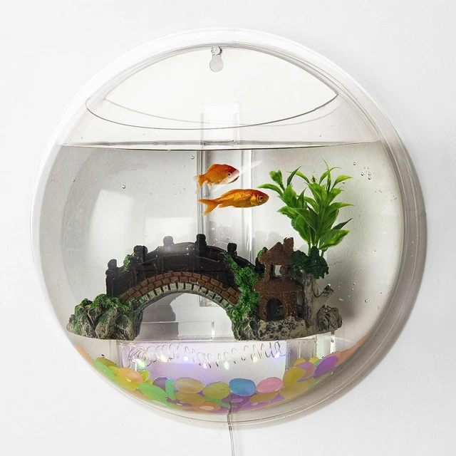 Wall Mount Acrylic Plexiglass Fish Bowl Hanging Aquarium Tank Betta Fish 5