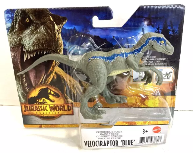 Mattel Jurassic World Dominion Ferocious Pack Velociraptor Blue Dinosaur Toy New 1031 Picclick 