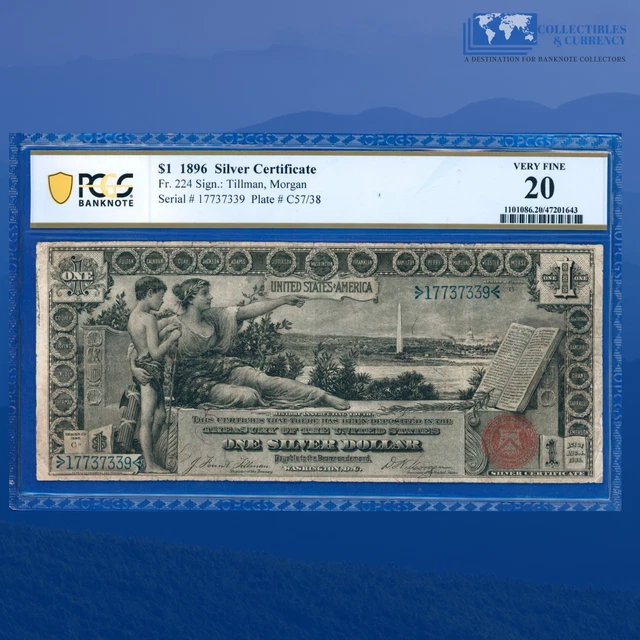 Fr.224 1896 $1 One Dollar Silver Certificate "EDUCATIONAL NOTE" , PCGS 20 #37339