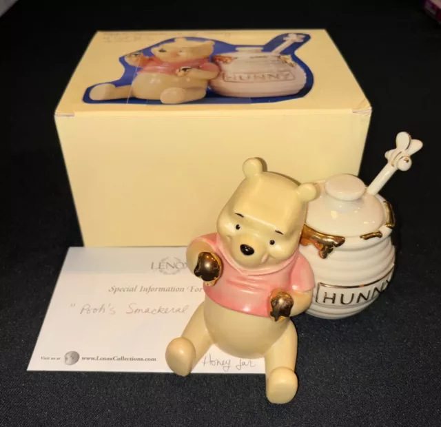 Lenox Pooh's Smackeral of Honey Pot Disney Winnie the Pooh 2001 In Box w/ COA