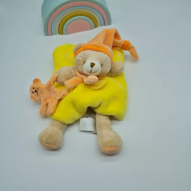 40 - Doudou et Compagnie ours bonnet jaune orange les animaux graffitis NEUF