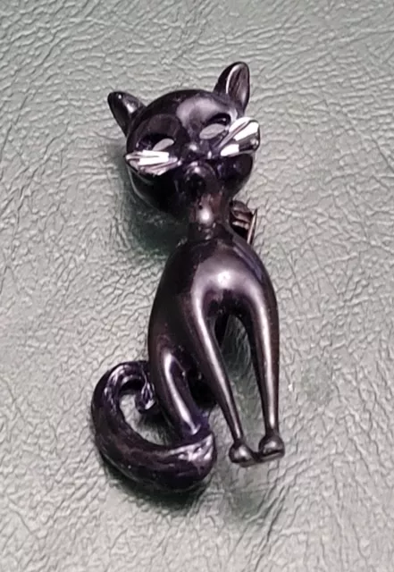 Vintage Black Cat  Brooch Lapel Pin