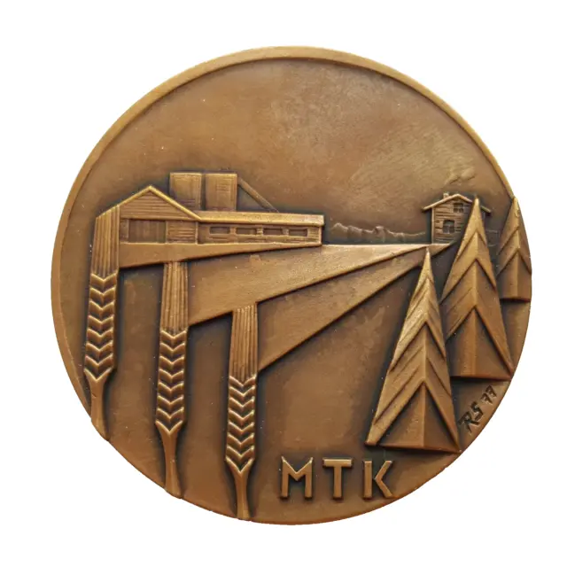 Finland - R.S 1977 bronze art medal "MTK"   50 mm, 75 gr