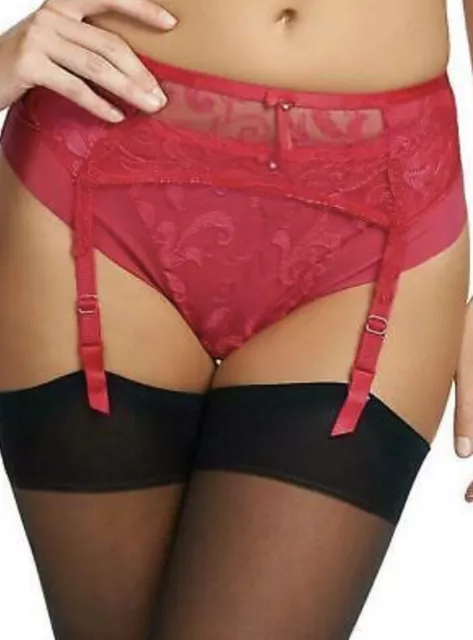 Fantasie Allegra Suspender Belt Garter Sz XL Extra Large Red Embroidered 9099