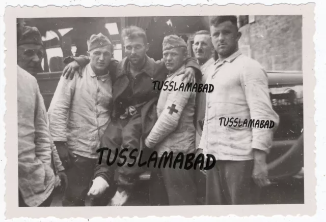 Bourbourg France Soldiers Red Cross Bus Prisoner City Crew WW 2