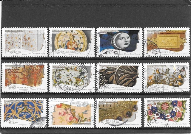 France 2009.Metiers D'art.serie Complete De 12 Timbres Autoadhesifs Cachets Rond