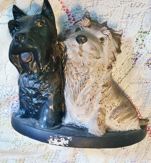 Vtg Advertising Display Figure Black & White Scotch Whisky Scottie Westie Dogs
