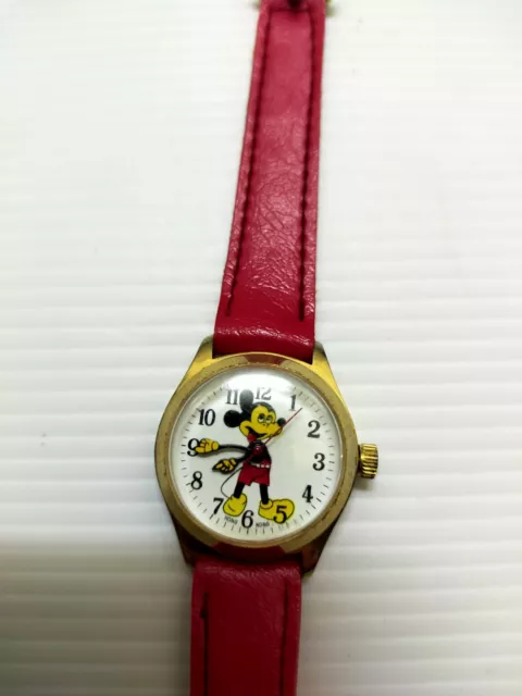 Mickey Mouse Watch Vintage, Very Rare Disney Collectible 1970 Hong Kong