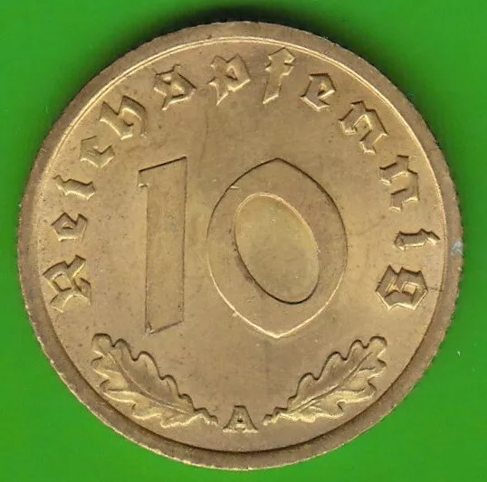 Münze Pfennig 10 Reichspfennig 1936 A mit HK fast Stempelglanz selten nswleipzig