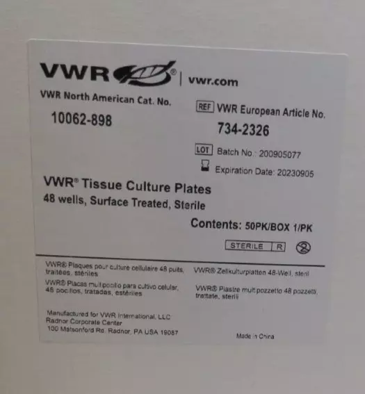 VWR 10062-898 Culture Plate with Lid 48 Well Individual Sealed Case of 50 Plates