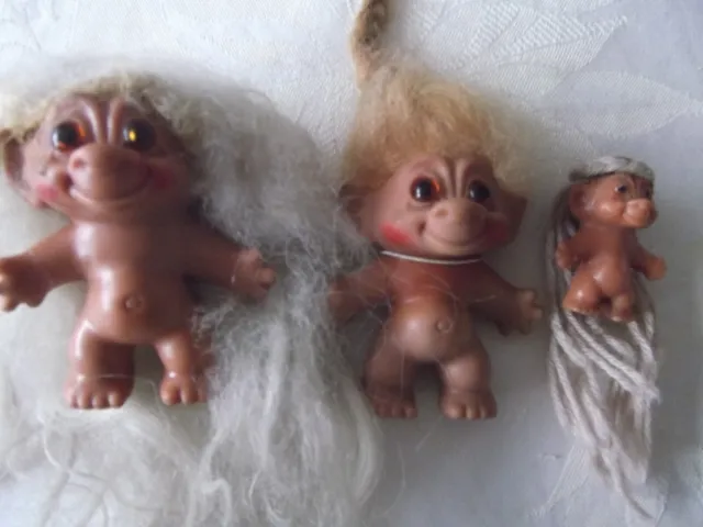 Thomas Dam Troll Puppen 3 Stück Retro sehr alt, original