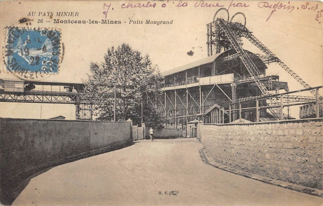 Carte Postale Ancienne CPA 71 Montceau-les-Mines – Puits Maugrand – Descente Des Mineurs – Début 1900