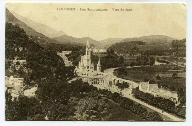 CPA - Carte Postale - France - Lourdes - Les Sanctuaires - Vue de Face - 1919 (M