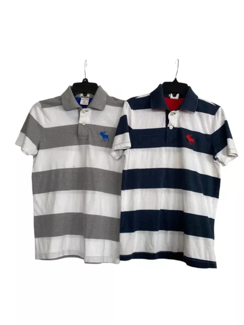 ABERCROMBIE KIDS Boys XL  Polo Shirt  Lot Of 2 gray &Blue please see all