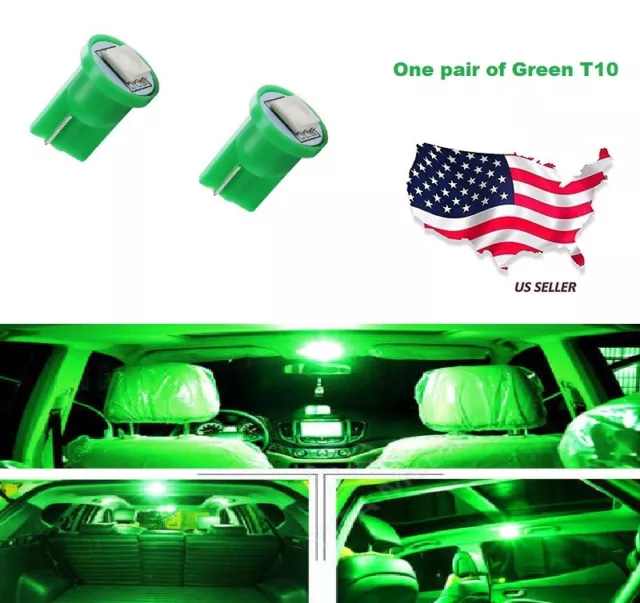 2 Pcs Green T10 192 194 W5W 168 1 SMD Wedge 5050 LED Dome License Light bulb