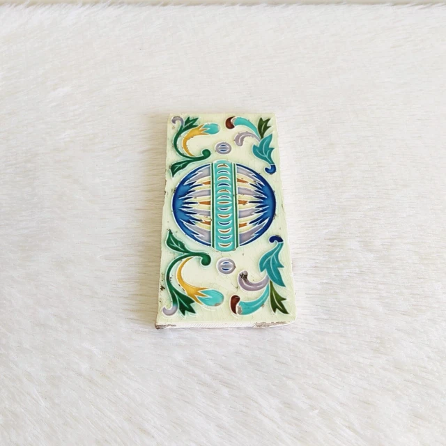 1930s Globe Design Embossed Nouveau Architecture Furniture Border Tile Japan TL9 3