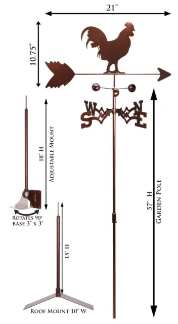 SWEN Products ROOSTER COCK CUCKOO CHICKEN Steel Weathervane 2
