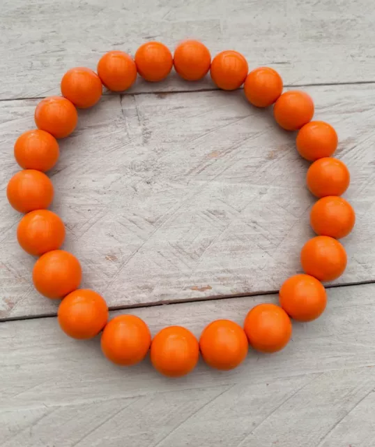 Choker Halskette Modekette Perlenkette Collier klobig grosse Perlen orange 18mm