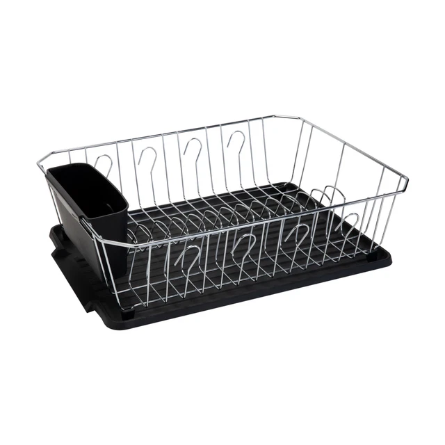 Kitchen Details Chrome 3 Piece Set Dish Rack in Black