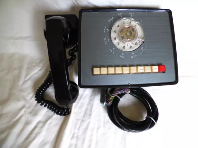 1973 ITT  Rotary Dial Multi-Line 10 Button Telephone - Black with Cable untested