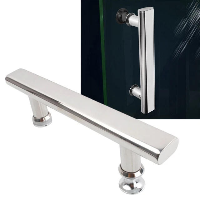 Manija de puerta de ducha para renovación de casa 225 * 30 mm efecto cromo acero inoxidable plata