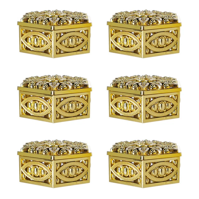 6 pz scatola caramelle plastica scatole regalo per matrimonio oro