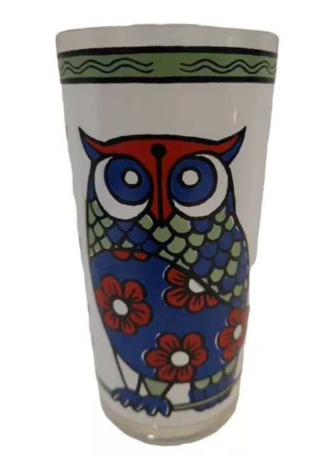 Vintage Cera Owl 12 Oz. Glasses Tumblers MCM Mid Century Modern Barware White