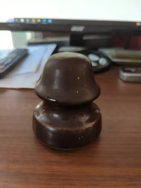 Vintage Ceramic Westinghouse Electric Porcelain Insulator dome Top brown