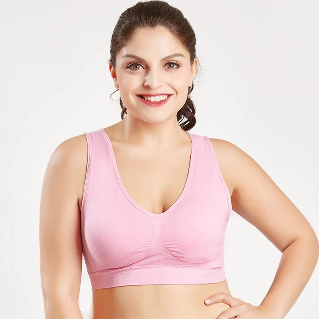 2x Damen Sport BH Fitness Top Bustier Bra ohne Bügel Unterwäsche Gr. S-3XL L5H9 5