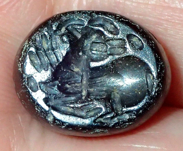 14mm Ancient Roman Rare Hematite Stone Pendant seal, 1800+ Years Old, #S4402