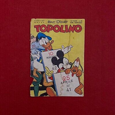 Copertina Topolino-Fumetto-Vintage-Numero 41-Anno 1952-Da Recupero-Usato-
