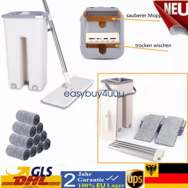 360° Bodenwischer Bodenreiniger Wischmop Kit Mopp Eimer Putzeimer +10* Putzlappe