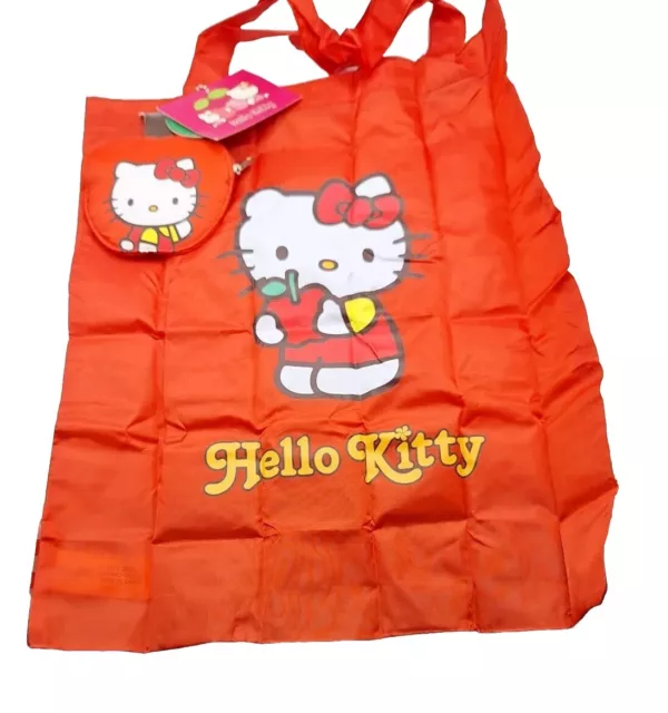 HELLO KITTY SANRIO SHOPPER BAG Pieghevole + 🍎Custodia🍎 NUOVA