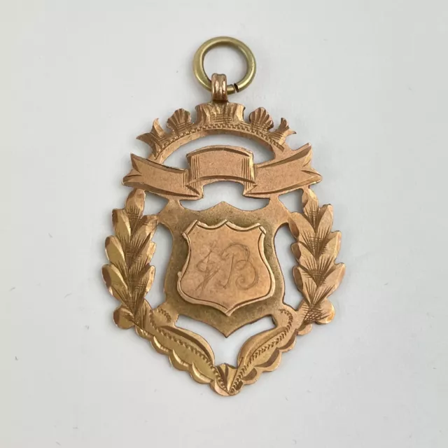 Antique 9ct Rose Gold Watch Fob Cycling Medal Phoenix Wheelers CC 1909 33mm 3.5g