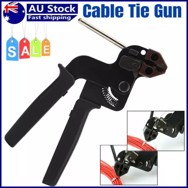 Stainless Steel Fastening Cable Tie Gun Pliers Tensioner Metal Tie Cutter 12mm